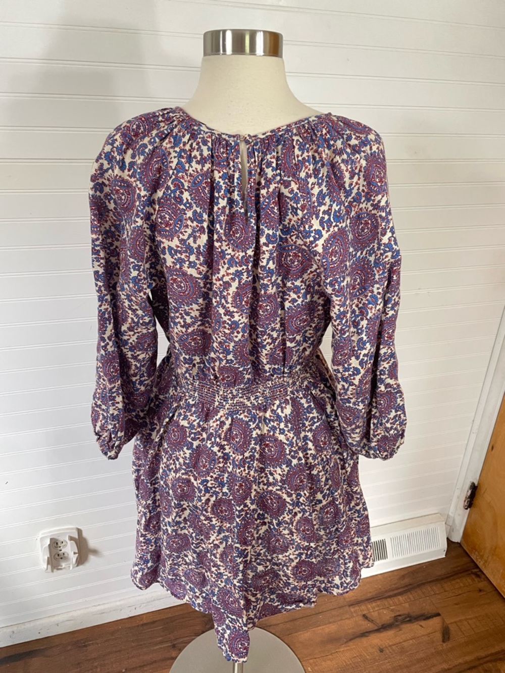 J.Crew Palermo Smocked Waist Mini Dress Floral Bouquet 100% Linen Size Small - Picture 5 of 7